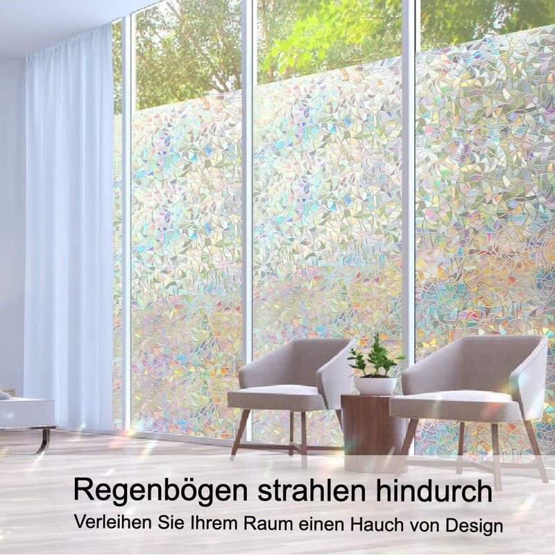 Volcanics Privacy Window Film Decorative Window Cling Glass Film Reflective 3D Window Film 90 x 200CM Non-Adhesive Window Stickers Static Cling Window Covering - Image 2