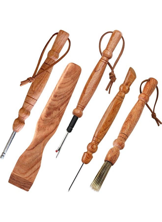 SAVINA Set 5 Wooden Sewing Tool - Seam Ripper, Seam Press, Stiletto, Basting Pin Tool, Cleaning Brush - Premium Hardwood Handles for Quilting & Hand Sewing - Image 1