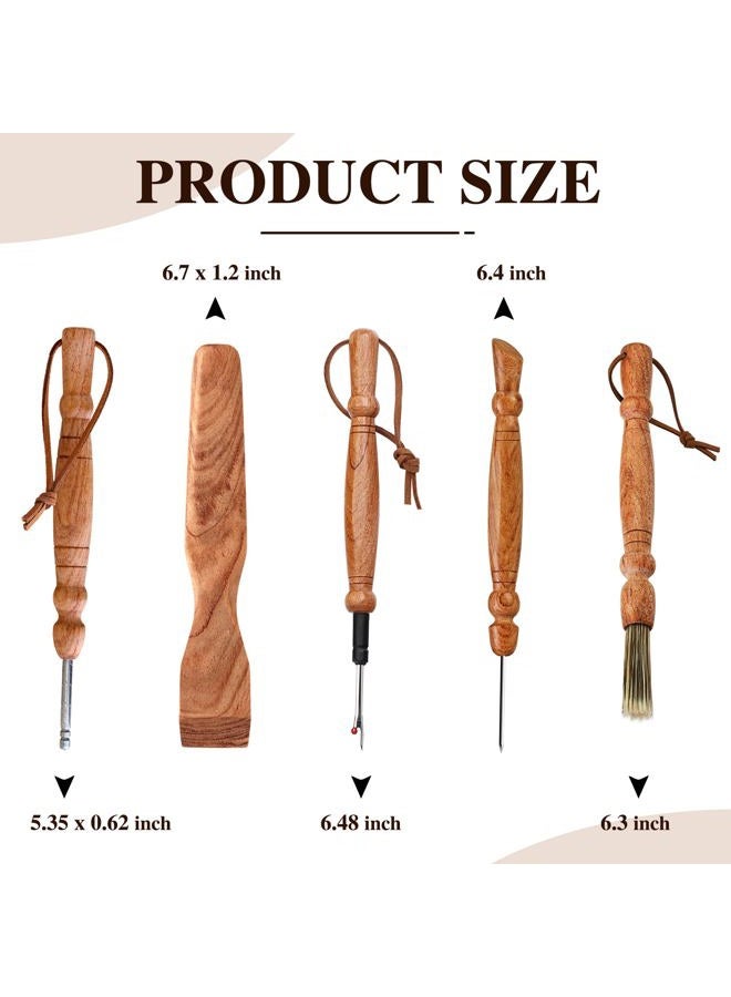 SAVINA Set 5 Wooden Sewing Tool - Seam Ripper, Seam Press, Stiletto, Basting Pin Tool, Cleaning Brush - Premium Hardwood Handles for Quilting & Hand Sewing - Image 5