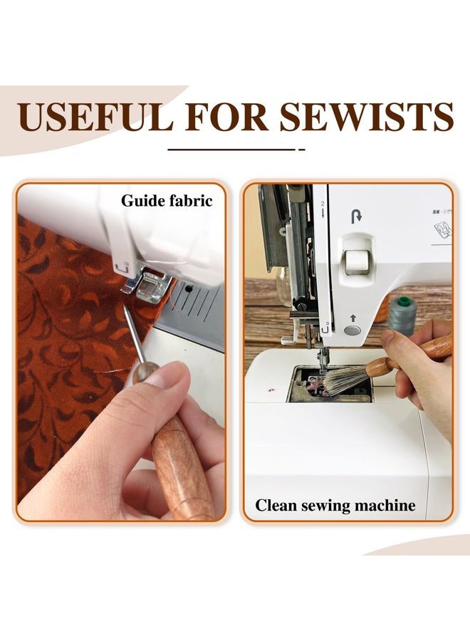 SAVINA Set 5 Wooden Sewing Tool - Seam Ripper, Seam Press, Stiletto, Basting Pin Tool, Cleaning Brush - Premium Hardwood Handles for Quilting & Hand Sewing - Image 3