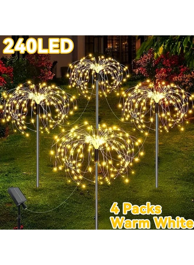 4 علب من أضواء السلسلة الشمسية الخارجية 240 مصباح LED أبيض دافئ مع حساس حركة ومقاومة للماء IP65 - Image 1