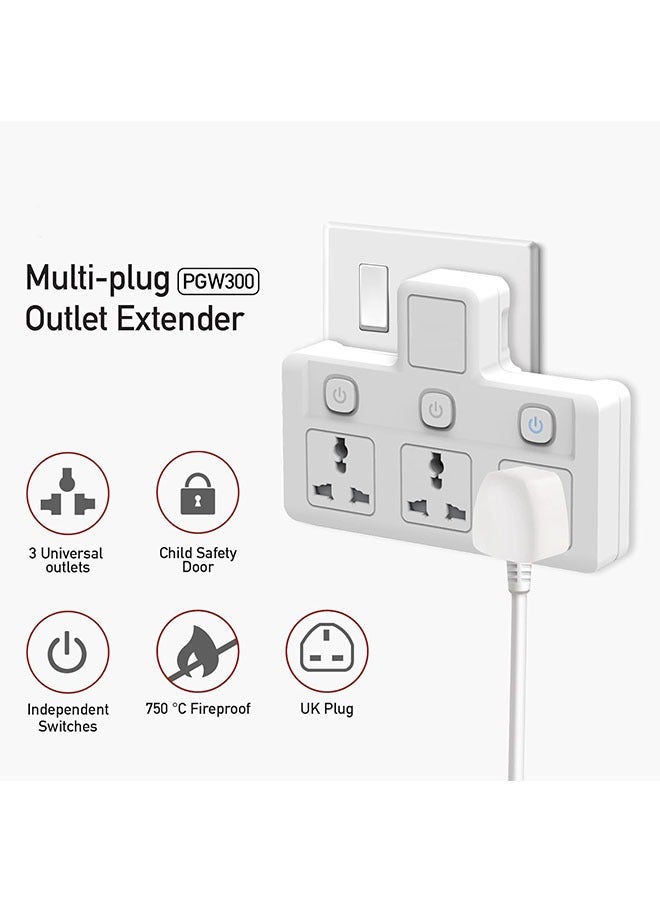أوشن ,المملكة المتحدة 3 دبوس مقابس الطاقة الكهربائية للمنزل والمكتب والمطبخ (3 طريقة) ، المدمجة وتصميم توفير المساحة ، الأبيضمتعددة التوصيل الطاقة تمديد المقبس محول, 3 طريقة عالمية الجدار الكهربائية Extender المخرج, - Image 4