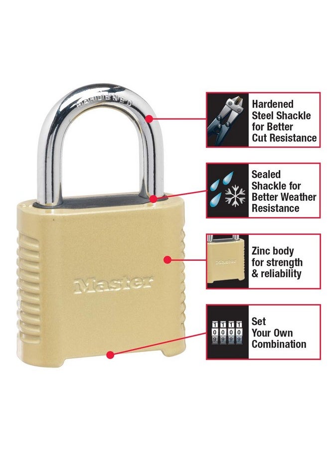 Master Lock Master Lock 875D Heavy Duty Outdoor Combination Lock, 2 in. Wide, Brass Finish  - Image 2