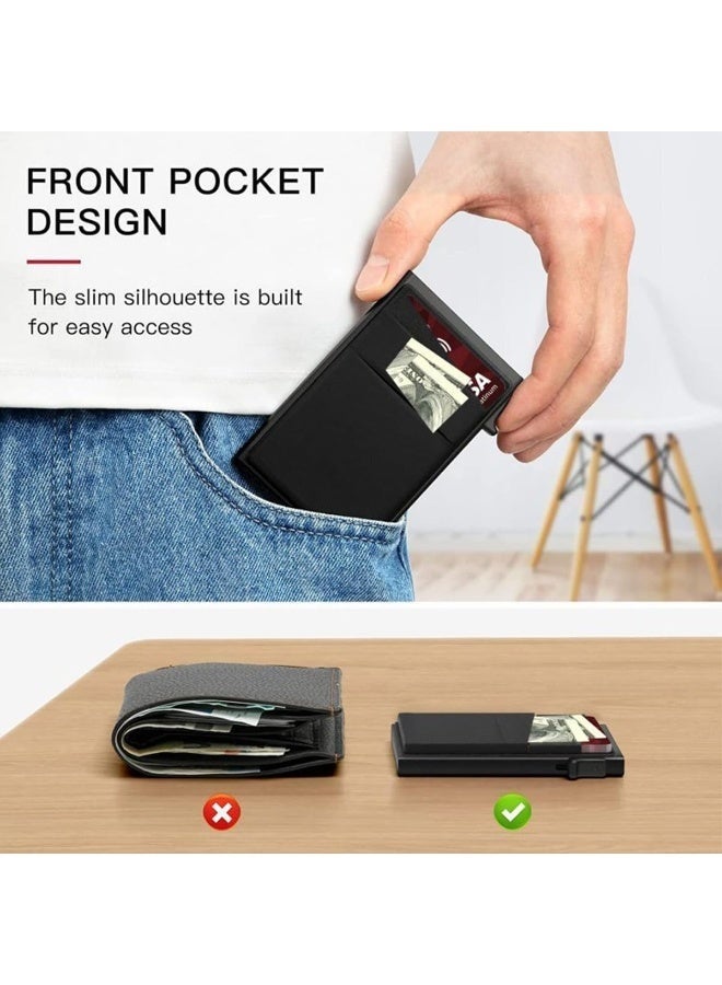 Arabest Credit Card Holder Pop Up RFID with Money Pocket Security Slim Metal Bank Card for Men and Women Up to Hold 10+Cards - Image 5