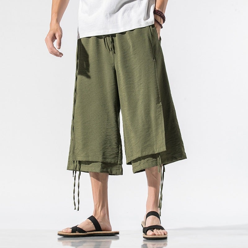 Summer plus size Chinese style cotton and linen casual pants for men and women dark pendant ribbon antique Chinese clothing song pants K92/P85 - Image 4