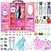 VLUSSO 84 Pack Doll Clothes and Accessories with Doll Closet for 115 Inch Doll Fashion Design Kit Girl Including Wedding Dress Fashion Dress Outfits Tops and Pants Shoes Hangers Bags Necklaces - Image 4