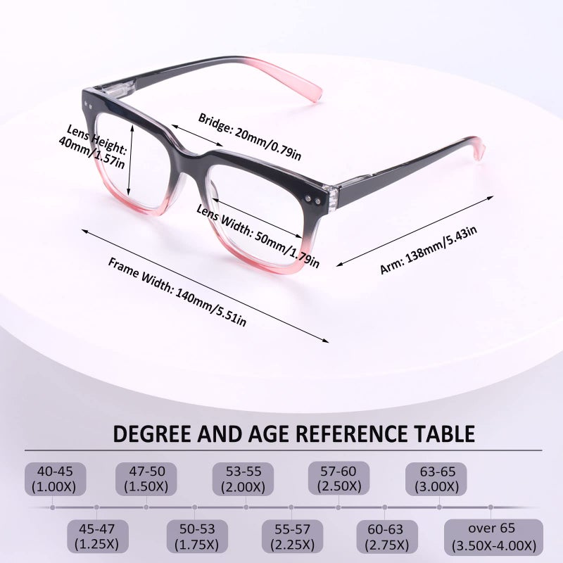 CHOFILORD 6 Pack Fashion Reading Glasses for Women Men Blue Light Blocking Oversized Square Readers with Spring Hinge (6 Pack Mix, 1.5) - Image 2