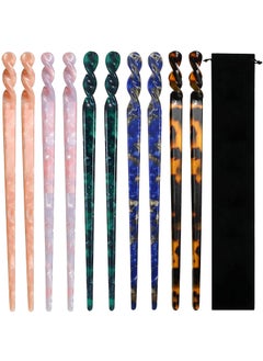 10 Pieces Acetate Hair Sticks Leopard Print Hair Pins Tortoise Shell Hairpin Vintage Hair Chopsticks Retro Hairpins Disk Hair Accessories for Women Girls Elegant