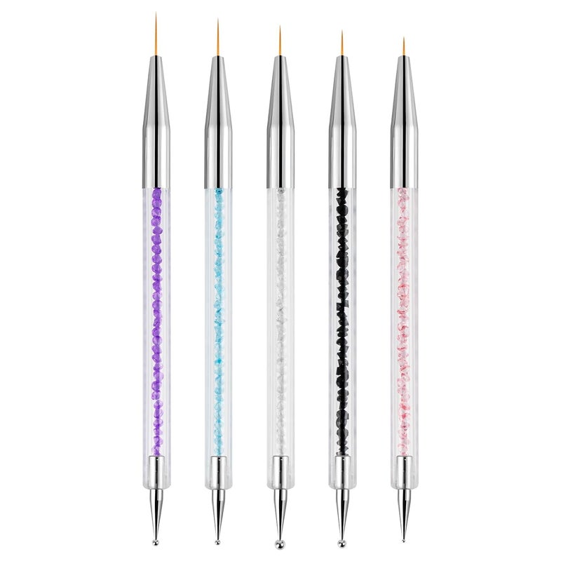 TOCOLES Nail Art Brushes 5PCS Nail Brush Set with Liner Brush and Dotting Pens for Home and Professional Salon Use - Image 1