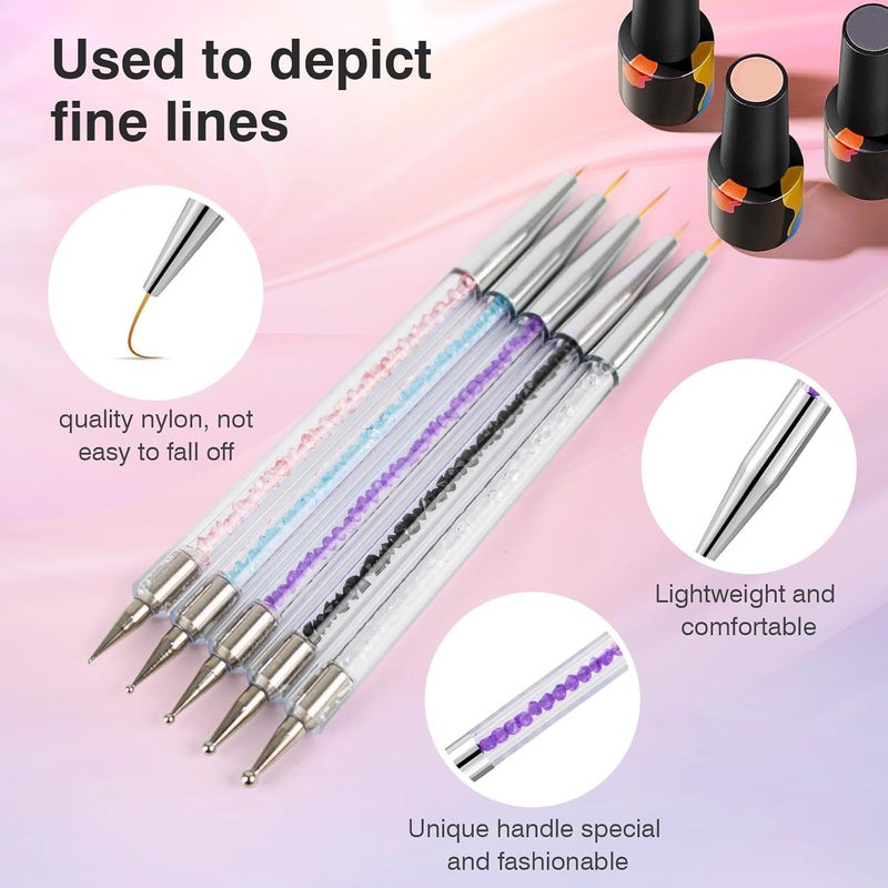 TOCOLES Nail Art Brushes 5PCS Nail Brush Set with Liner Brush and Dotting Pens for Home and Professional Salon Use - Image 3