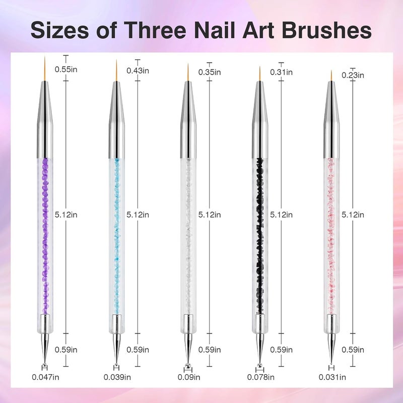 TOCOLES Nail Art Brushes 5PCS Nail Brush Set with Liner Brush and Dotting Pens for Home and Professional Salon Use - Image 2