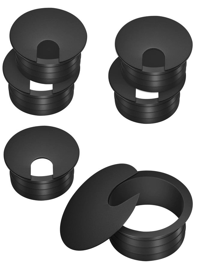 Juasky 2 inch Black Desk Grommets, 6pcs Plastic Grommet Kit, Hole Cover for Wiring, Cable, Cord, Furniture - Image 1