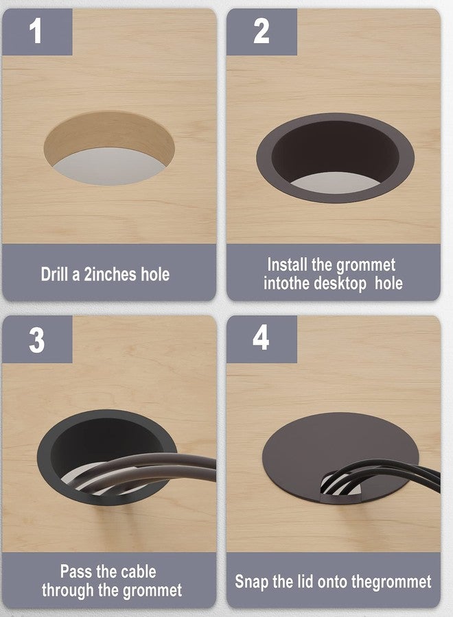 Juasky 2 inch Black Desk Grommets, 6pcs Plastic Grommet Kit, Hole Cover for Wiring, Cable, Cord, Furniture - Image 4