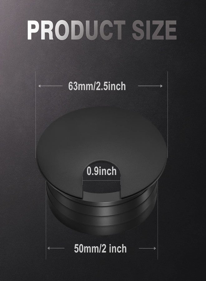 Juasky 2 inch Black Desk Grommets, 6pcs Plastic Grommet Kit, Hole Cover for Wiring, Cable, Cord, Furniture - Image 3