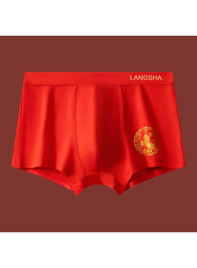 LANG SHA Langsha Men's Red Cotton Underwear Set Antibacterial Zodiac Year Of The Horse Men's Underwear - Image 3