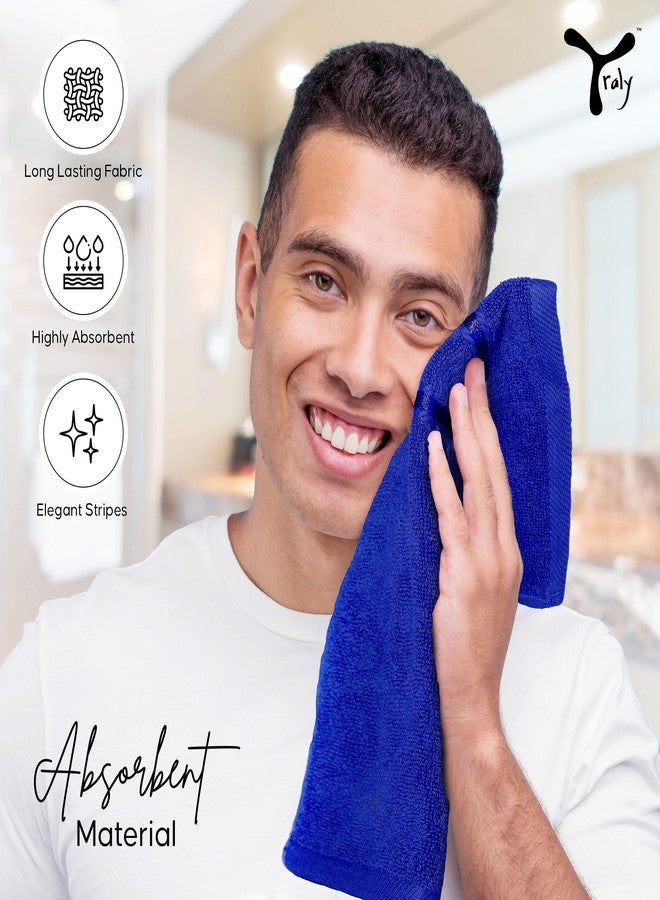 YRALY مجموعة مناشف غسيل فاخرة من YRALY، 12 قطعة | 13×13 بوصة | 600 غرام/متر مربع | مناشف غسيل قطنية 100% مغزولة حلقيًا للجسم والوجه - مناشف وجه ناعمة وماصة للحمام والفنادق والمنتجعات الصحية والصالات الرياضية (أزرق ملكي) - Image 4