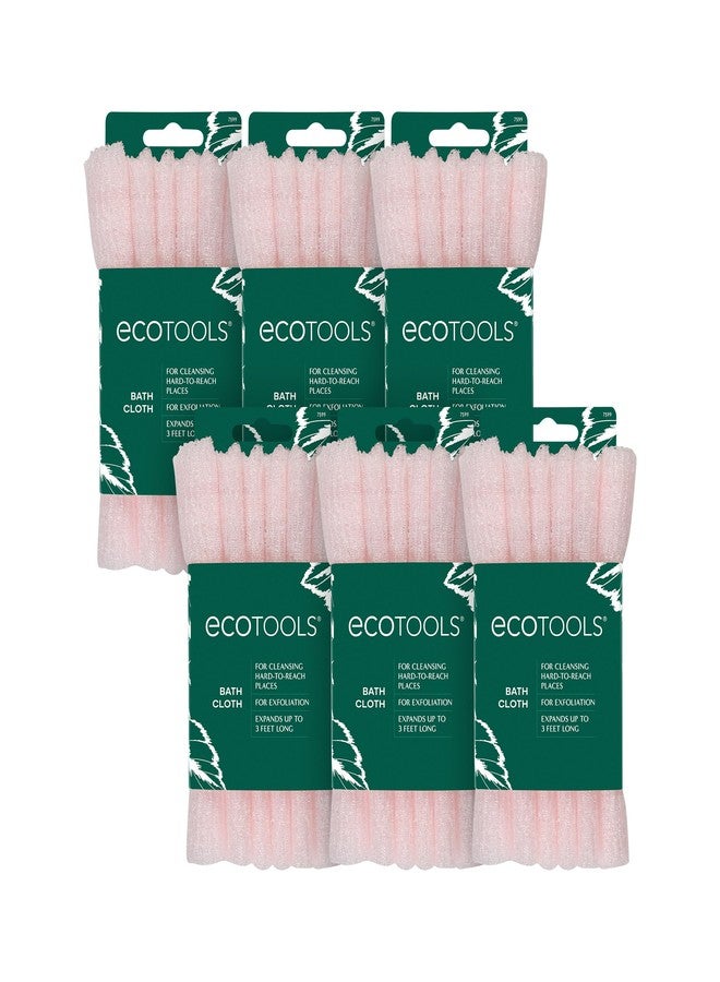 EcoTools Bath Cloth, Exfoliating Washcloth For Shower & Bath, Expands Up To 3 Feet, Remove Dry Skin, Body Scrubber For Exfoliation & Deep Cleansing, Eco Friendly & Cruelty-Free, Pink, Pack of 6 - Image 1