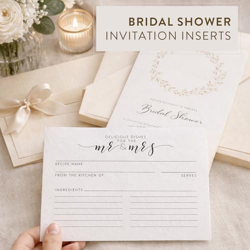 Dashleigh Bridal Shower Recipe Cards 4x6, 48 Mr and Mrs Newlywed Recipe Cards Double Sided, Water Resistant Thick Cardstock for Wedding Shower Games - Vintage Keepsake Gift for Bride to Be, Recipe Box - Image 3