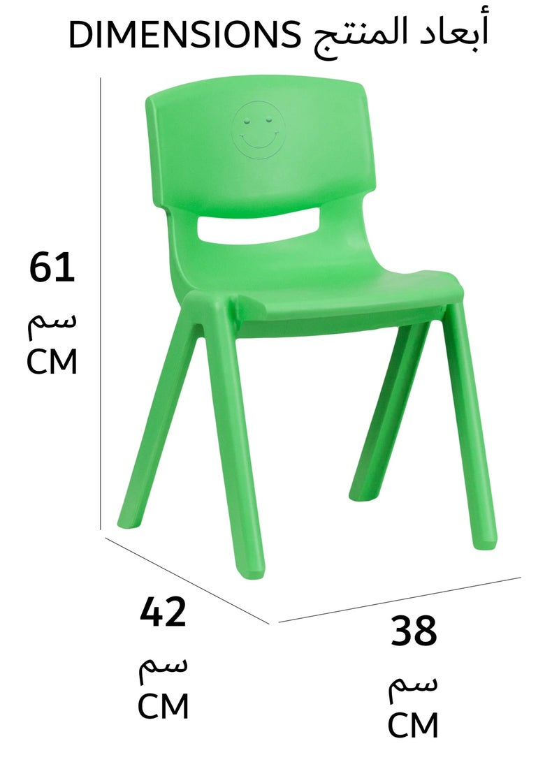 Funz Stackable Plastic Kids Learning Chairs, 42 X 38 X 61cm, The Perfect Chair for Playrooms, Schools, Daycares and Home, Green - Image 3