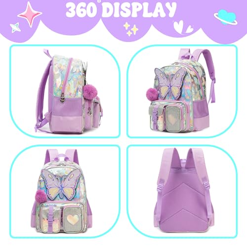 Meetbelify Backpack for Girls Backpacks with Lunch Box Pencil Case for Elementary Student Kids School Travel Bag for Girls Ages 6-8 Years Old - Image 3