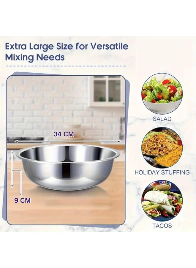 ECVV Stainless Steel Kitchen Mixing Bowl - 34cm - Image 5