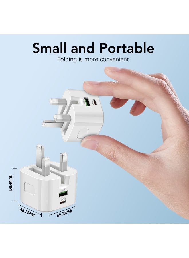 ECVV PD 20W Fast Dual ports charger 2 Ports Type-c QC3.0 Wall Adapter UK Plug Travel USB C Plug Mic05 - Image 5
