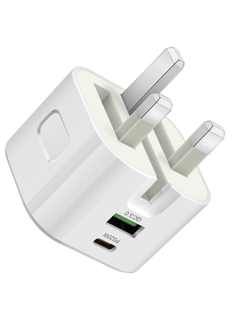 ECVV PD 20W Fast Dual ports charger 2 Ports Type-c QC3.0 Wall Adapter UK Plug Travel USB C Plug Mic05 - Image 1