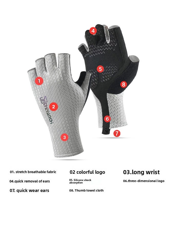 CAMPANAS Gym Gloves for Men & Women - Anti-Slip Silicone Grip Weightlifting Gloves, Breathable Mesh Workout Gloves with Wrist Support for Exercise, Cycling, Training & Fitness (Grey) - Image 2