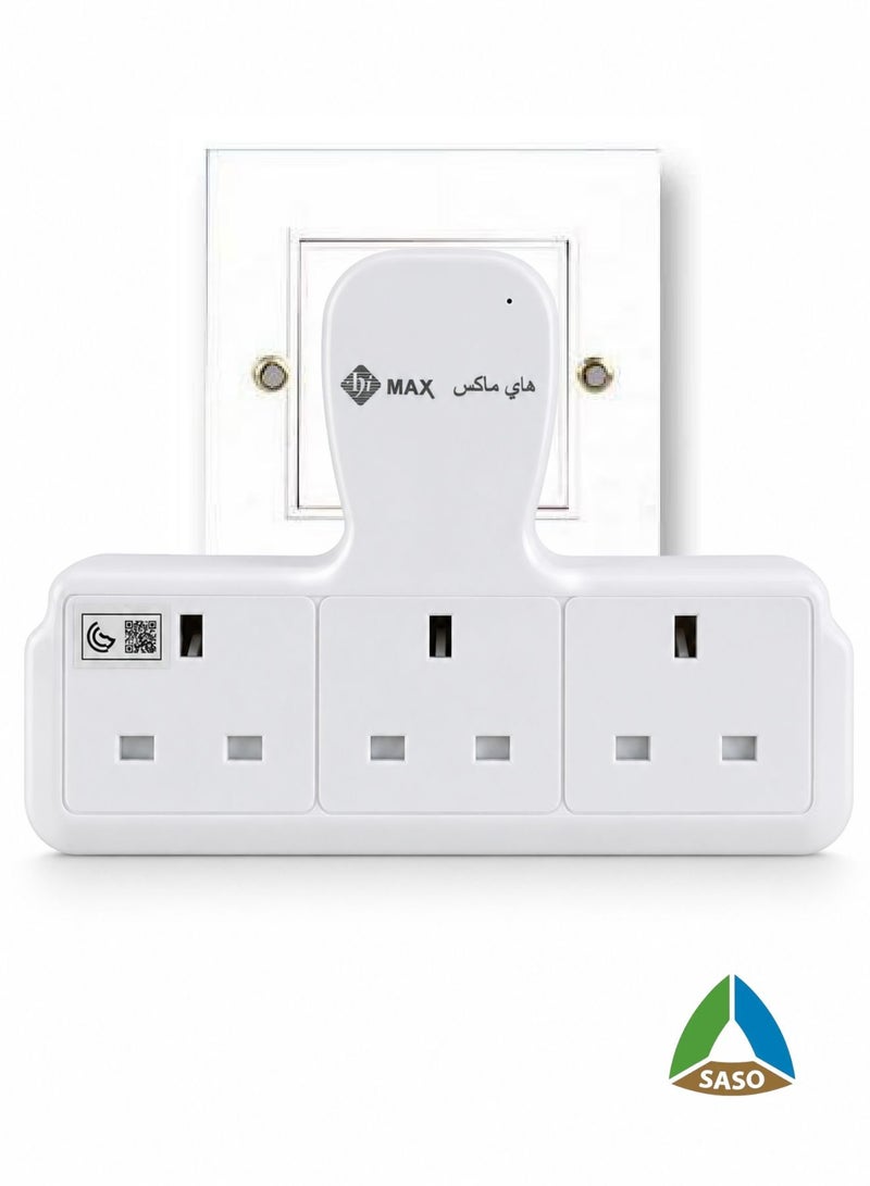 Himax 3 Way UK Plug Wall Adaptor 250V White Multi Socket Power Adaptor for Home Office and Daily Use - Image 1