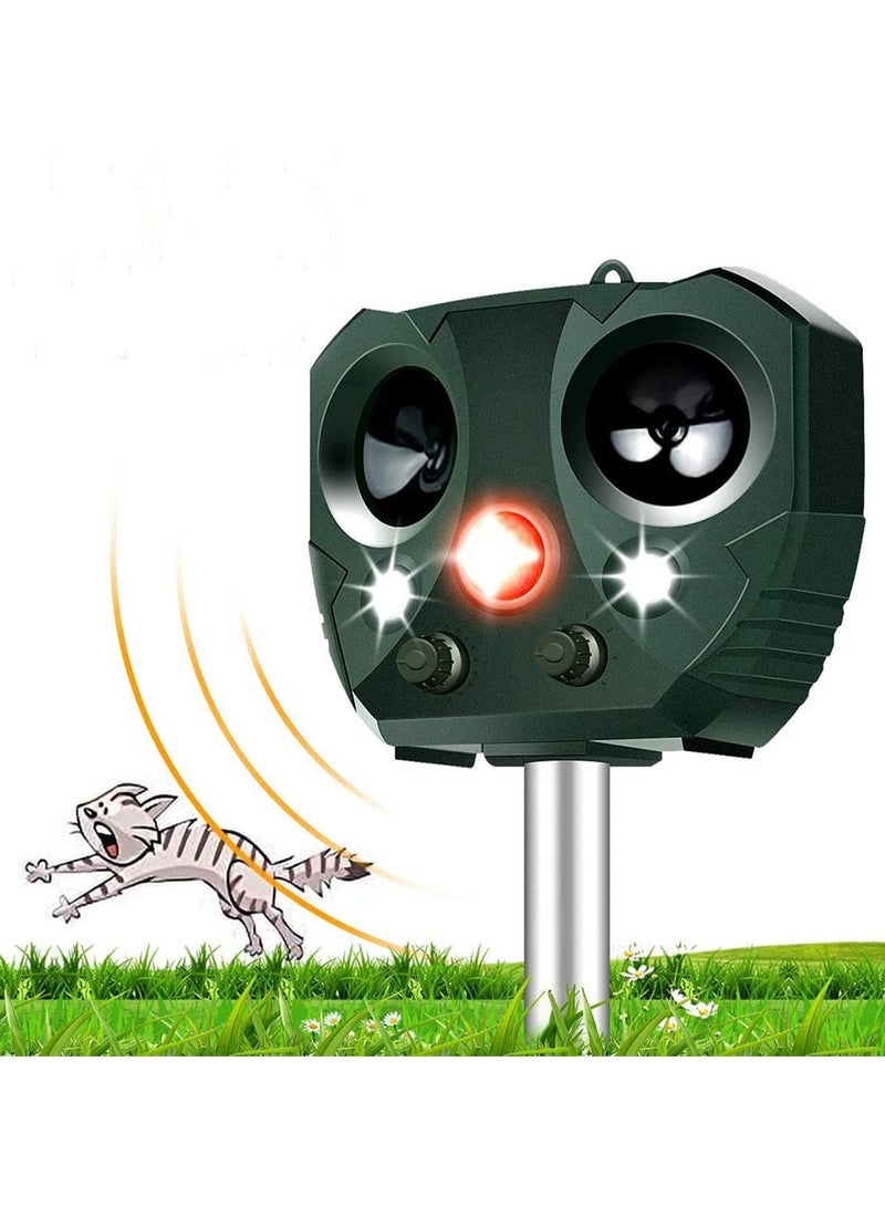 Ultrasonic Animal Repellent Solar Powered Waterproof with Motion Sensor Flashing Light USB Charge Effectively Repels Dog Cat Deer Rabbit Squirrel Bird Farm Garden Yard - Image 1