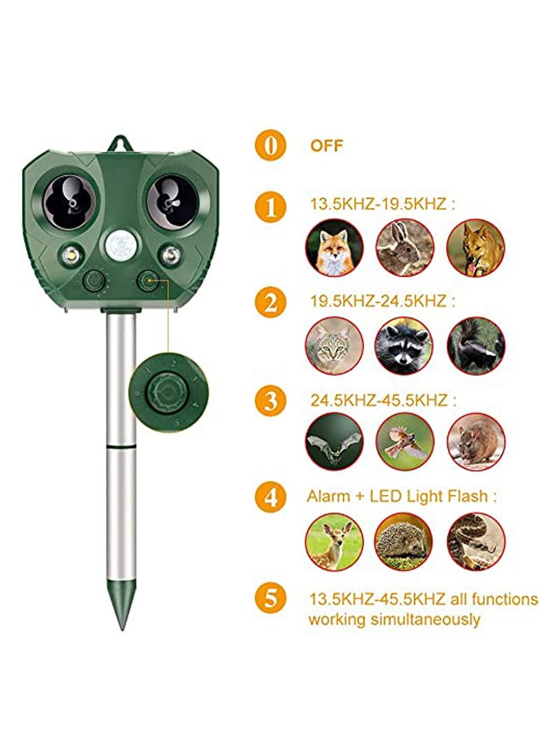Ultrasonic Animal Repellent Solar Powered Waterproof with Motion Sensor Flashing Light USB Charge Effectively Repels Dog Cat Deer Rabbit Squirrel Bird Farm Garden Yard - Image 2