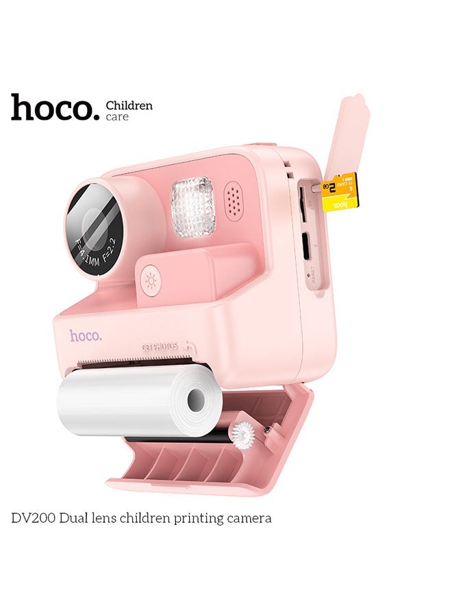 Hoco DV200 Dual Lens Children Printing Camera (Pink) - Image 3