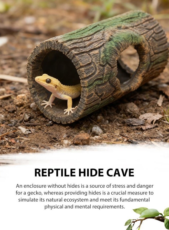 REPTITRIP Magnetic Crested Gecko Hide - Resin Hollow Log Cave, Reptile Hide Cave, Terrarium Decoration for Glass & Acrylic Terrariums - Image 5
