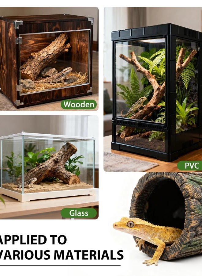 REPTITRIP Magnetic Crested Gecko Hide - Resin Hollow Log Cave, Reptile Hide Cave, Terrarium Decoration for Glass & Acrylic Terrariums - Image 3