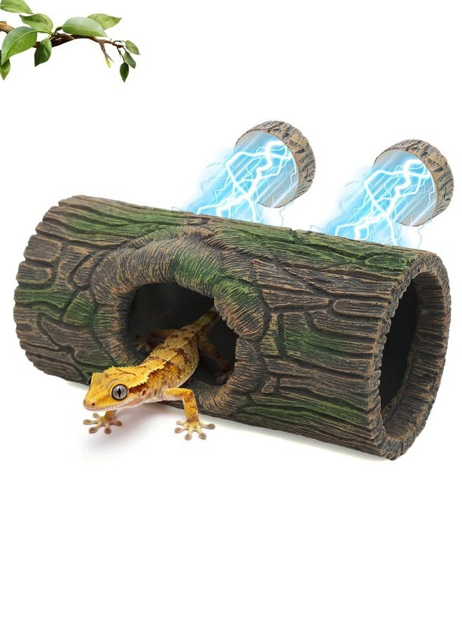 REPTITRIP Magnetic Crested Gecko Hide - Resin Hollow Log Cave, Reptile Hide Cave, Terrarium Decoration for Glass & Acrylic Terrariums - Image 1
