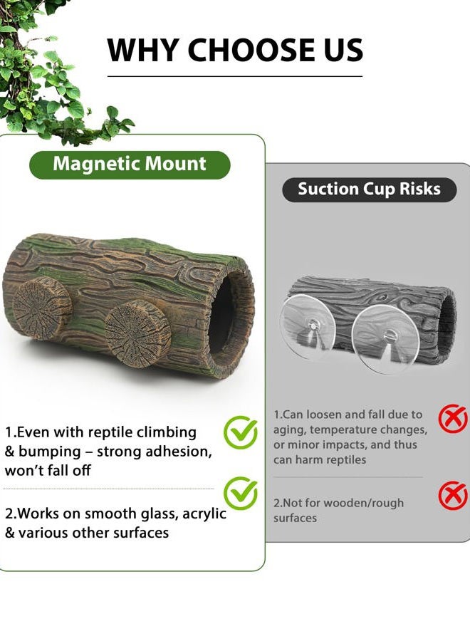 REPTITRIP Magnetic Crested Gecko Hide - Resin Hollow Log Cave, Reptile Hide Cave, Terrarium Decoration for Glass & Acrylic Terrariums - Image 4