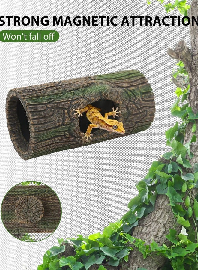 REPTITRIP Magnetic Crested Gecko Hide - Resin Hollow Log Cave, Reptile Hide Cave, Terrarium Decoration for Glass & Acrylic Terrariums - Image 2