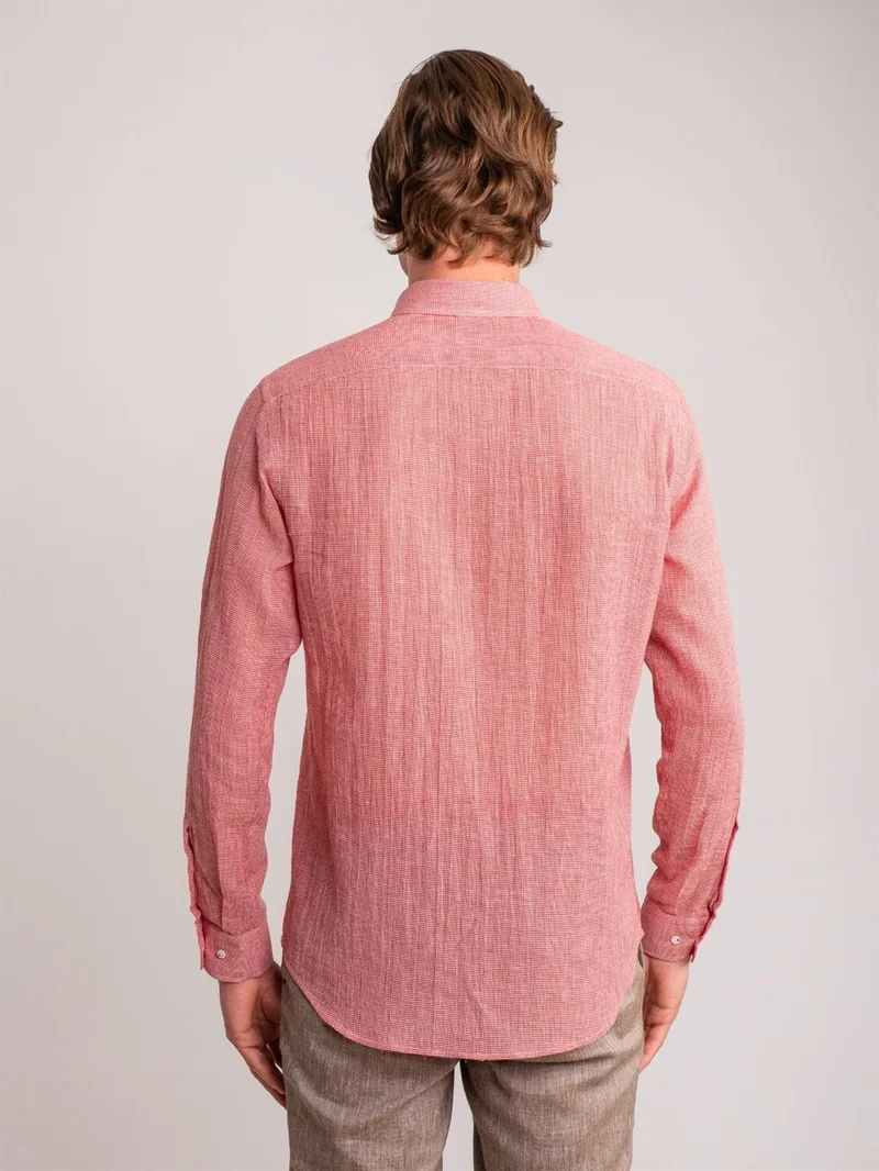 دوفي Red Men's Slim Fit Brent Button Collar Long Sleeve Shirt