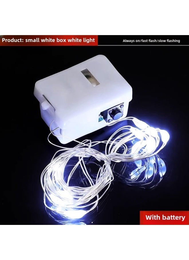 Generic Led Bouquet Electronic Light String Net Red Cake Decoration Small Lights Flashing Lights String Lights All Over The Sky Star Birthday Star Lights-Color: Small White Box  Three-stop Flashing Light-Specifications:1.1m Lights  - Image 1