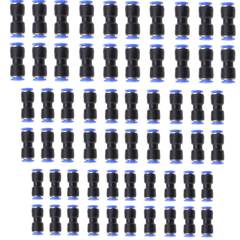 Generic OTOTEC 60pcs Pneumatic Connectors, 6/8/10mm Pneumatic Straight Union Push Connectors Kit Tube Air Pipe Joint Two-Way Quick Release Air Line Fittings  - Image 1