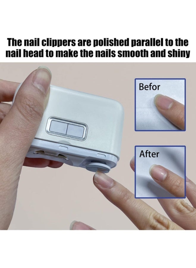 Youque 2 in 1 Rechargeable Electric Nail Clipper/Nail File/Nail Cutter for Elderly Adults, Caregivers, Kids White - Image 3