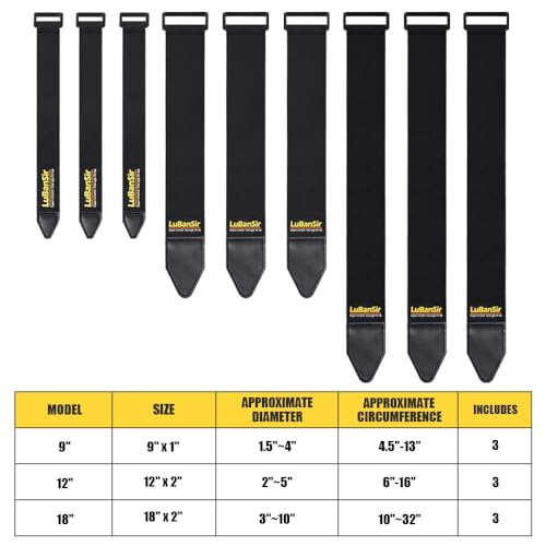 LuBanSir Cinch Straps, Assorted 9 Pack（9“/12”/18“） Super-Stretch Storage Straps Fit House, Garage, Workshop, Boat, Car Organization - Image 5