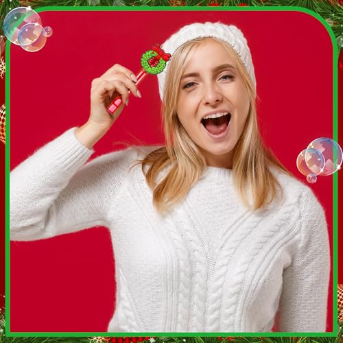 Rotatingpals 24 Pcs Christmas Mini Bubble Wands Green Cartoon Christmas Party Supplies Assortment for Outdoor Xmas Gift Goodie Bag Stuffers - Image 5
