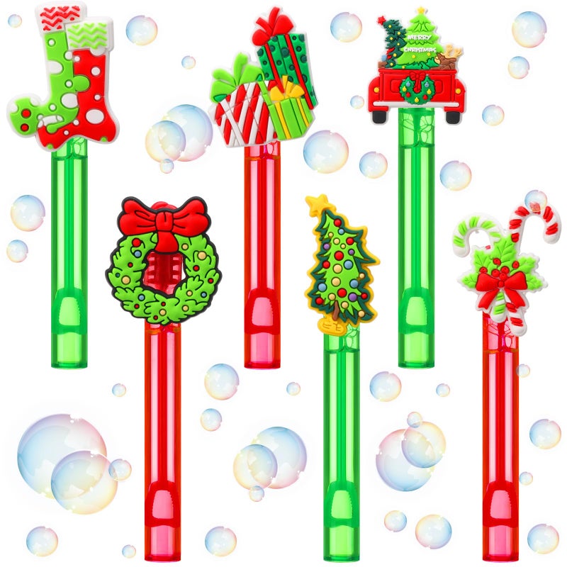 Rotatingpals 24 Pcs Christmas Mini Bubble Wands Green Cartoon Christmas Party Supplies Assortment for Outdoor Xmas Gift Goodie Bag Stuffers - Image 3