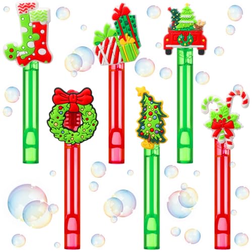 Rotatingpals 24 Pcs Christmas Mini Bubble Wands Green Cartoon Christmas Party Supplies Assortment for Outdoor Xmas Gift Goodie Bag Stuffers - Image 1