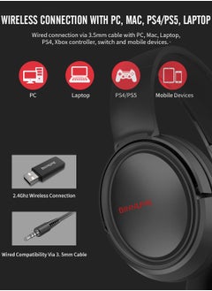 BINNUNE BINNUNE BW02 Bluetooth/2.4G/Wired Gaming Headset with Mic for PS4 PS5 PC Xbox One Switch Xbox Series S|X  - Image 5
