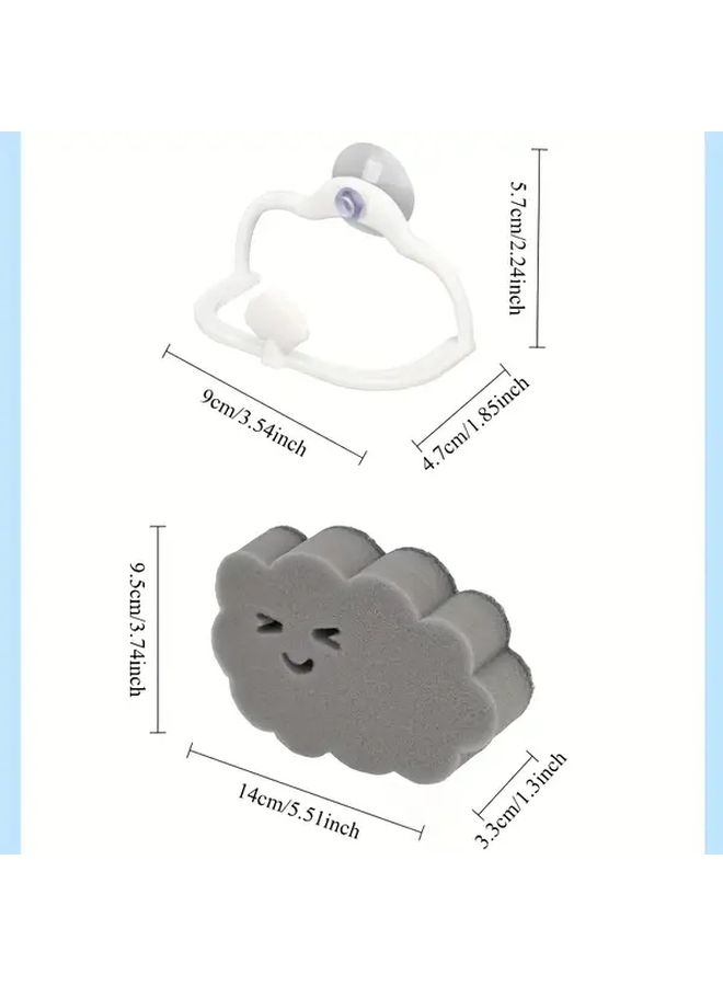 White Cloud Dish Sponge Block With Drain Rack For Pots And Bowls - Image 2