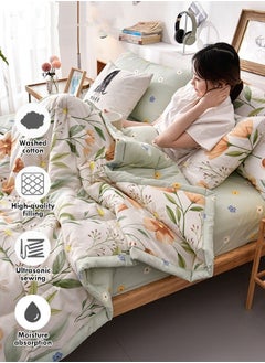 MIXDE Queen Size Quilt  Overall washable Soft Blanket  Washed Cotton Material Bed Quilt Soft and Breathable Lightweight for Spring Summer Autumn Air-conditioned Room Summer Quilt  - Image 2