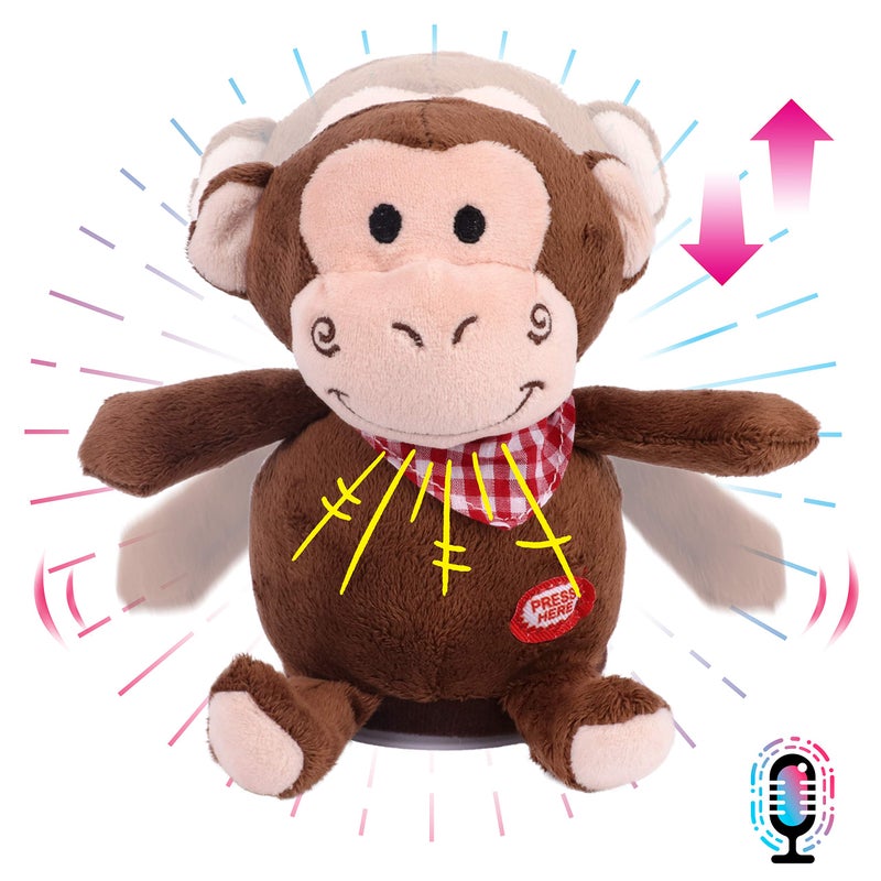 Hopearl Talking Monkey Repeats What You Say Nodding Electric Interactive Animated Toy Speaking Plush Buddy Birthday Festival for Toddlers 65 - Image 2