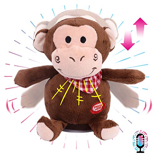 Hopearl Talking Monkey Repeats What You Say Nodding Electric Interactive Animated Toy Speaking Plush Buddy Birthday Festival for Toddlers 65 - Image 1